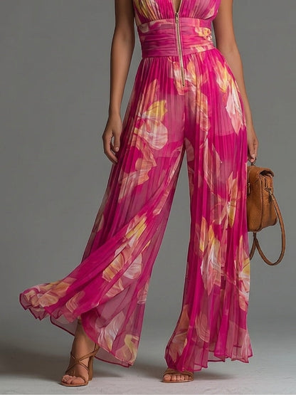 Liliana | Floral Wide | Leg Chiffon Jumpsuit