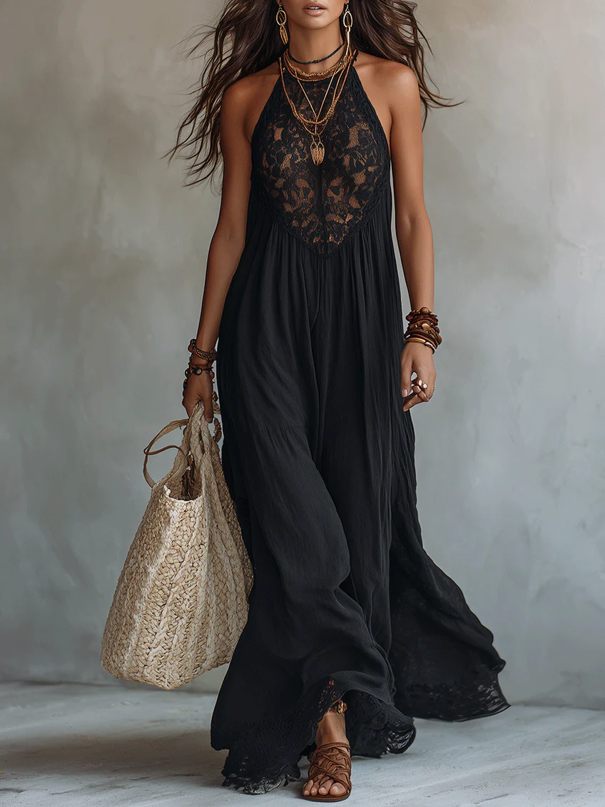 Seraphina | Bohemian Lace | Trimmed Maxi Dress