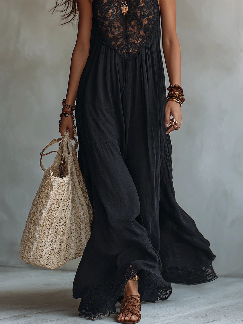 Seraphina | Bohemian Lace | Trimmed Maxi Dress