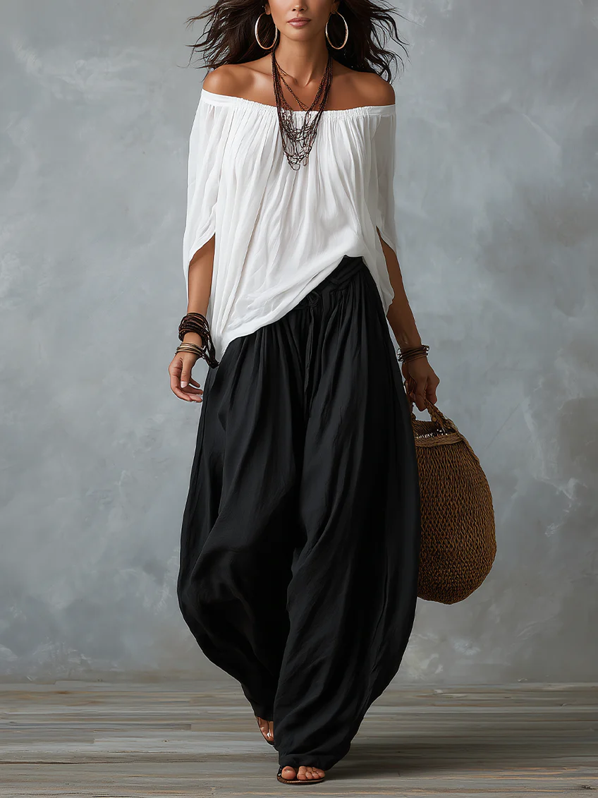 Aaliyah | Off-Shoulder Flowing Two-Piece Set