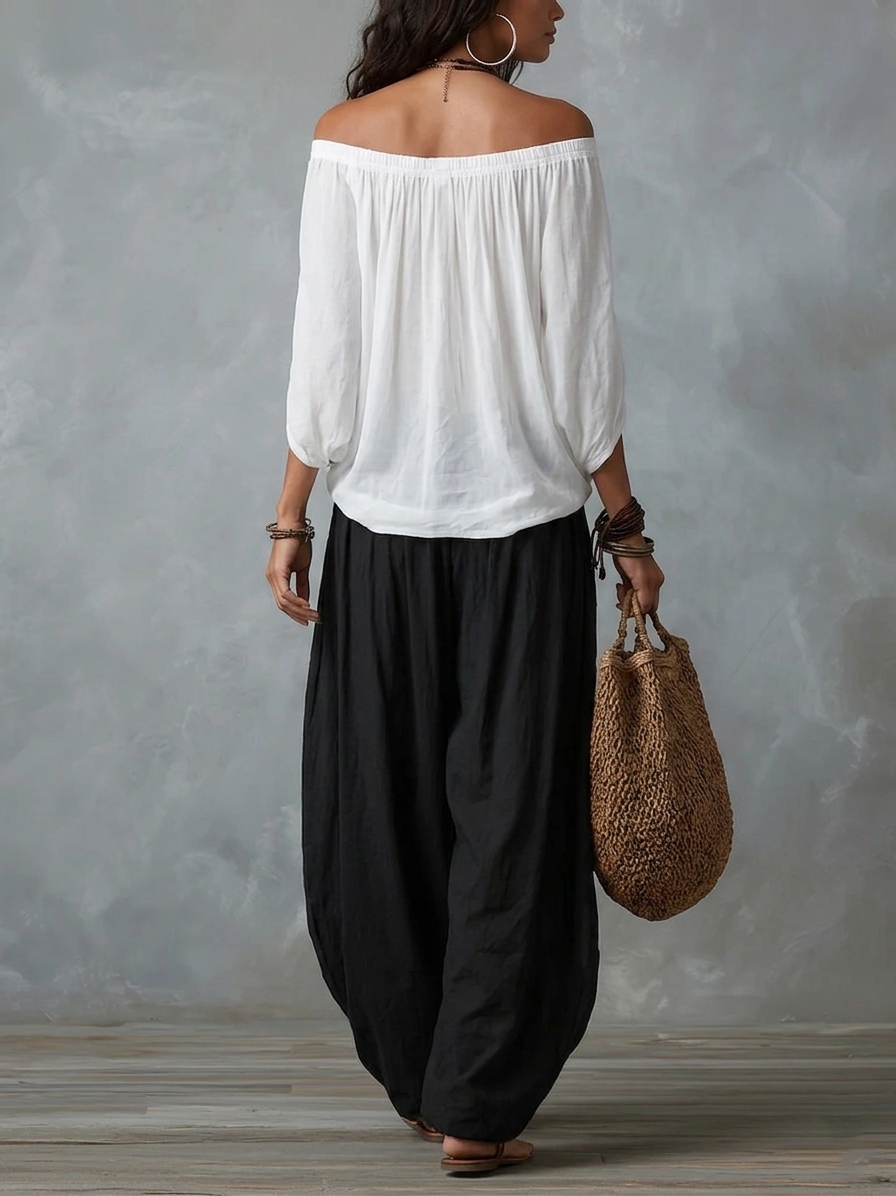 Aaliyah | Off-Shoulder Flowing Two-Piece Set