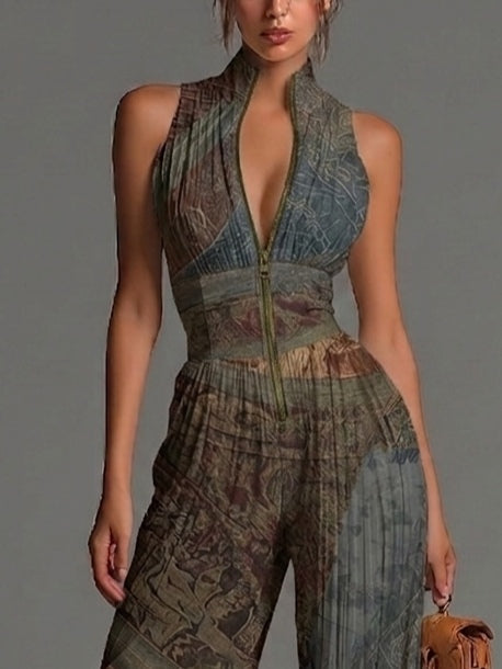 Calliope | Ethnic | Print Wide | Leg Chiffon Jumpsuit