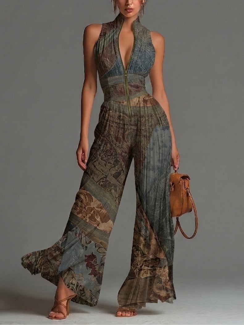 Calliope | Ethnic | Print Wide | Leg Chiffon Jumpsuit