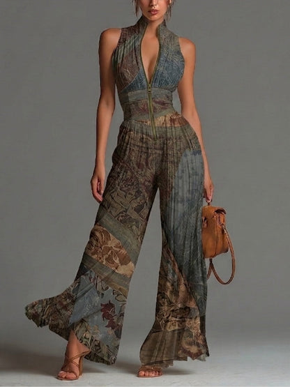 Calliope | Ethnic | Print Wide | Leg Chiffon Jumpsuit