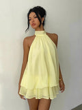 Lightweight and Flowy Wrap-Around Layered Mini Dress