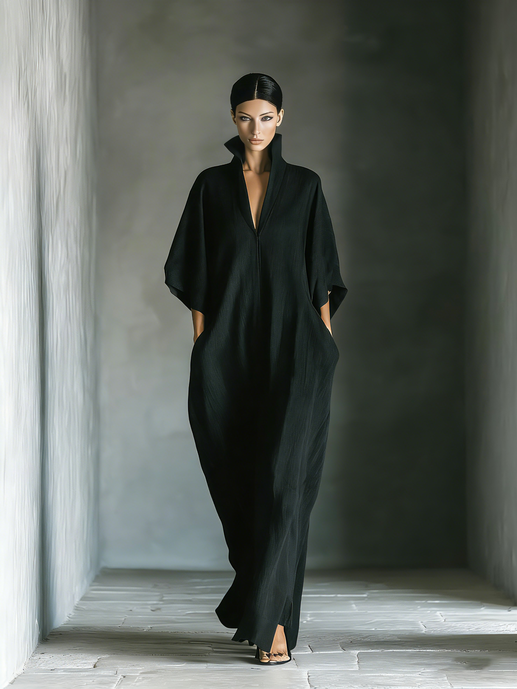 Costanza | V-neck Maxi Black Dress
