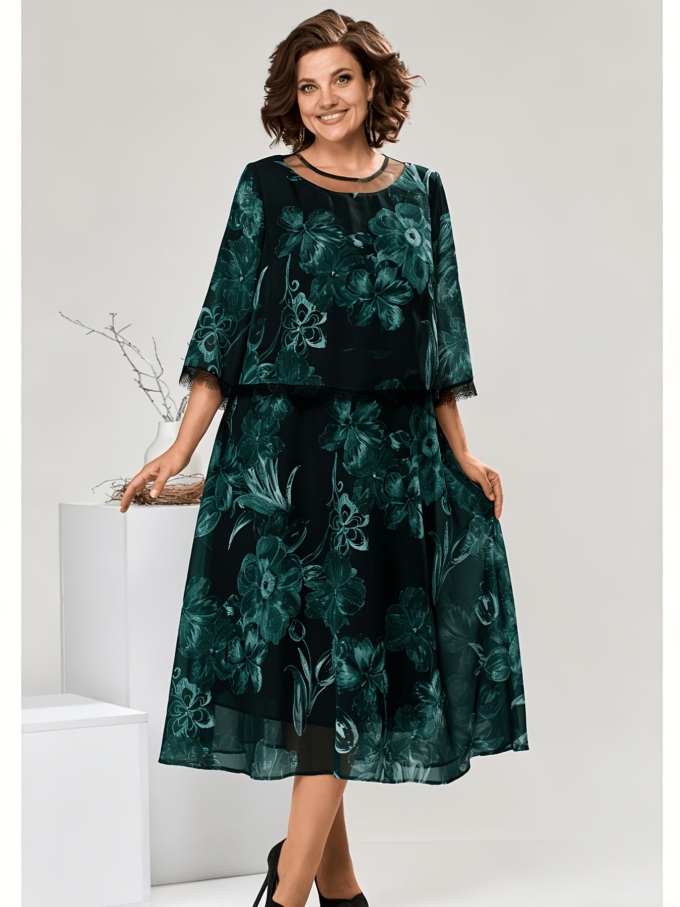 Valeria | Elegant Floral Midi Dress