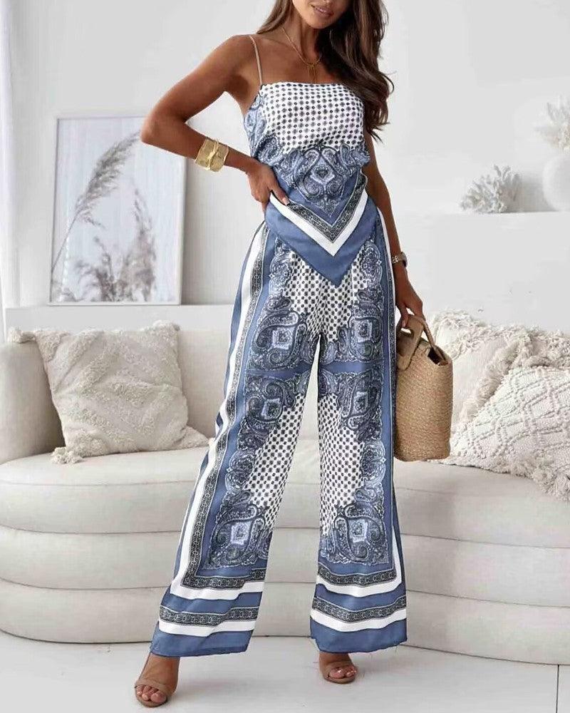 Helen | Lace-Up Vest & Pants Two-Piece Set