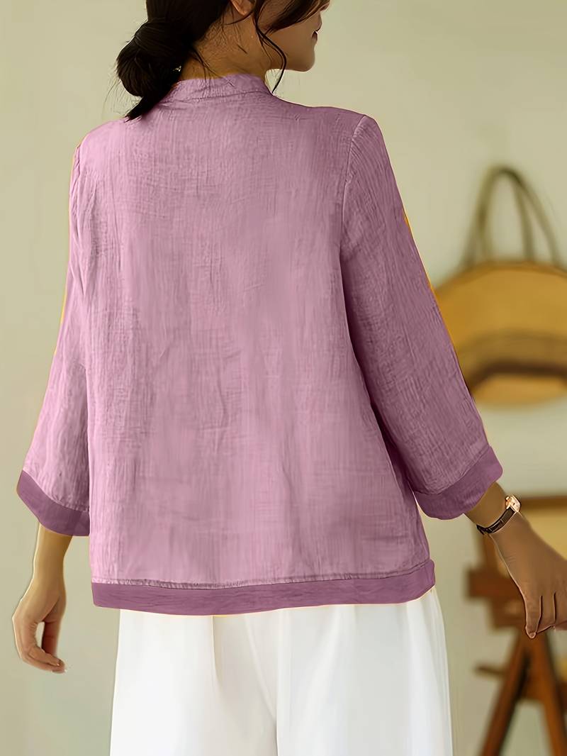 Gerda | Frog Button Casual Blouse