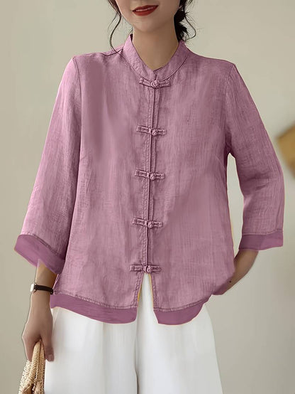 Gerda | Frog Button Casual Blouse