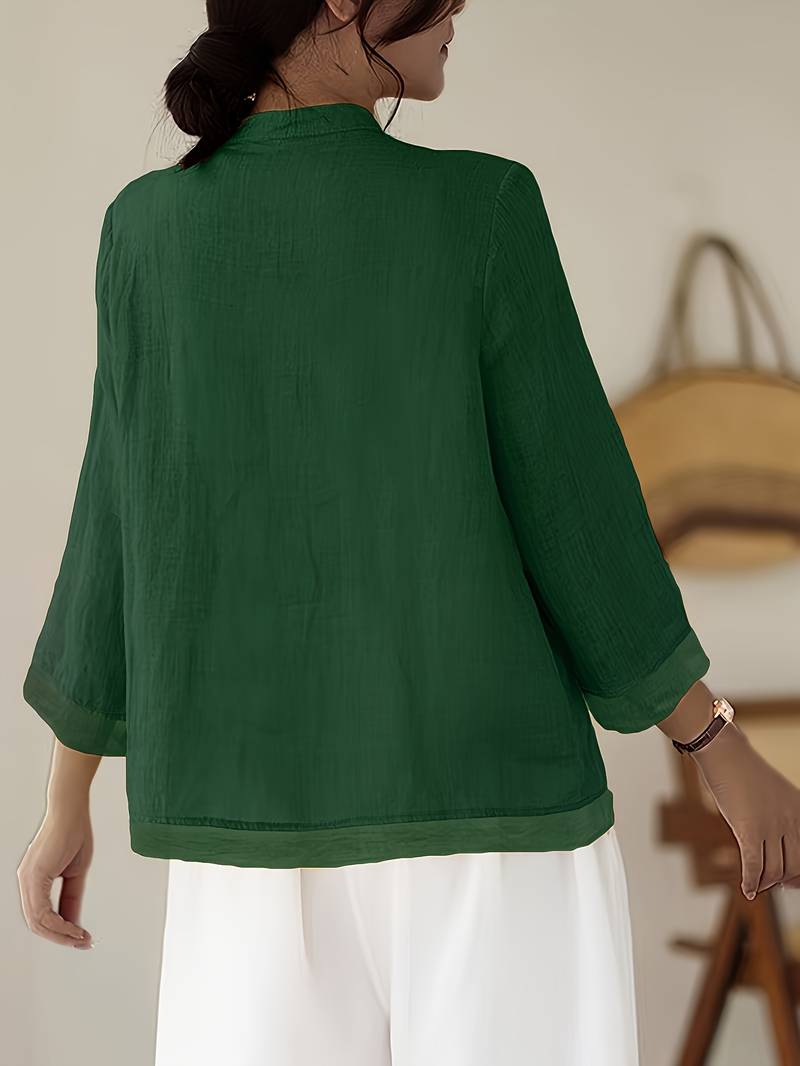 Gerda | Frog Button Casual Blouse