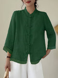 Gerda | Frog Button Casual Blouse