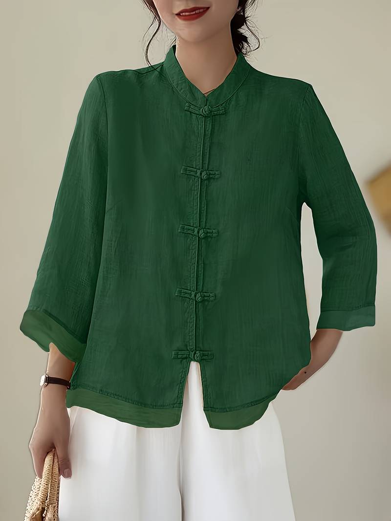 Gerda | Frog Button Casual Blouse