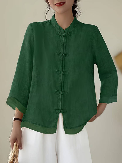 Gerda | Frog Button Casual Blouse