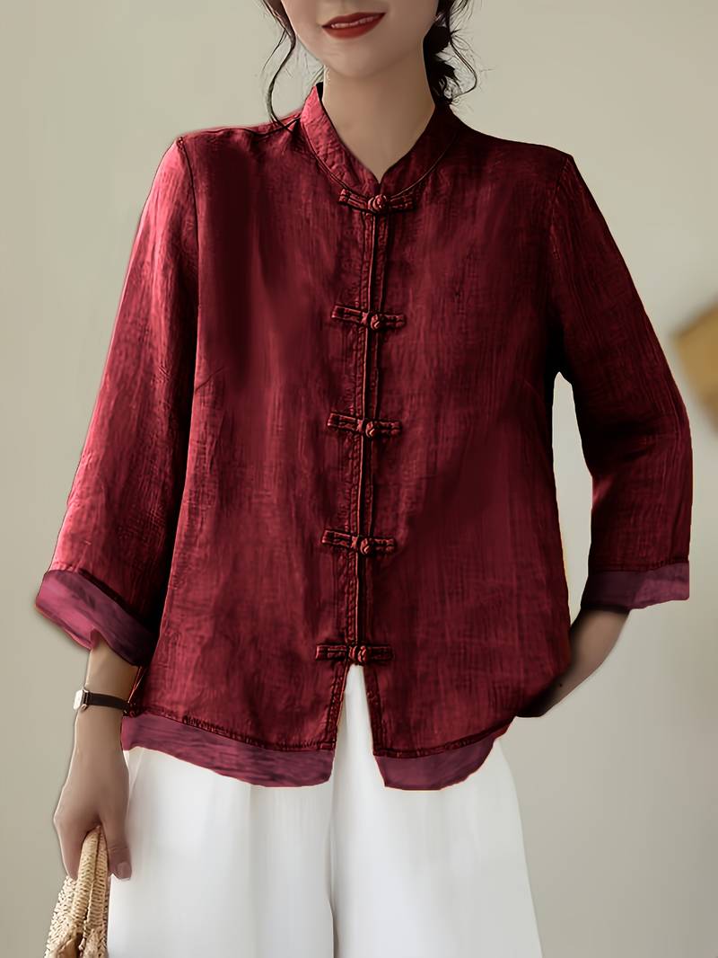 Gerda | Frog Button Casual Blouse