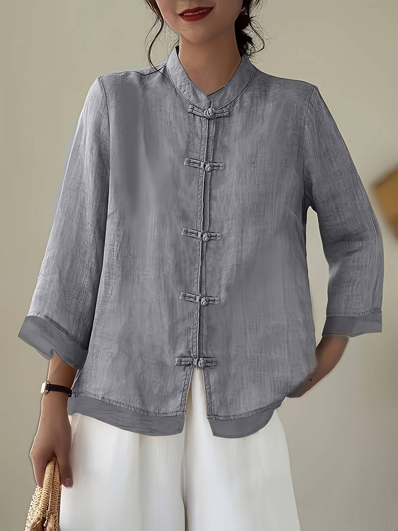 Gerda | Frog Button Casual Blouse