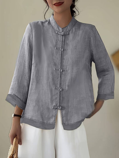 Gerda | Frog Button Casual Blouse