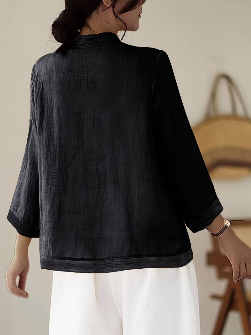 Gerda | Frog Button Casual Blouse