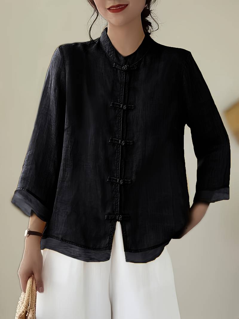 Gerda | Frog Button Casual Blouse