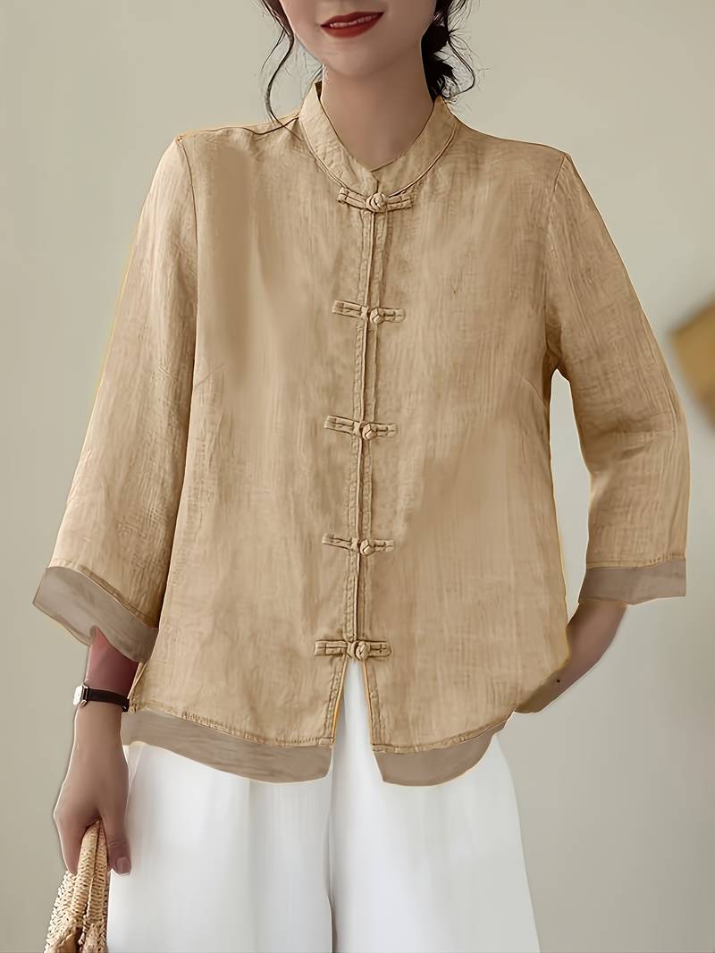 Gerda | Frog Button Casual Blouse