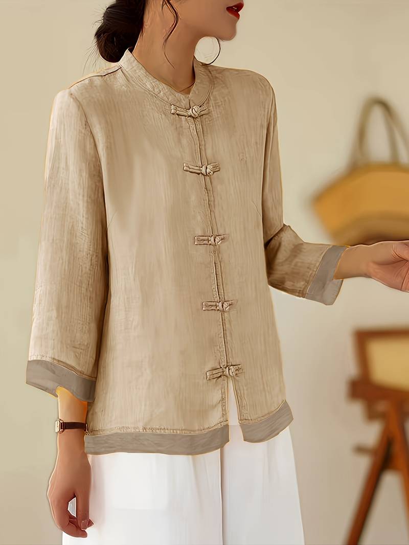 Gerda | Frog Button Casual Blouse