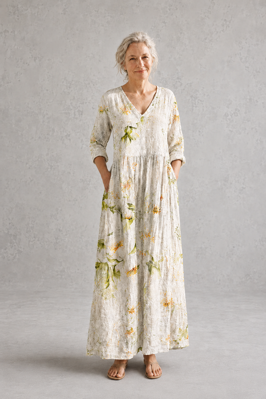 Anne | Beige Floral Summer Dress