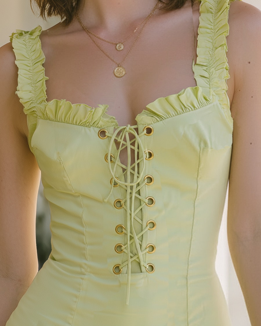 Atalante | Embroidered Tie-Detail Mini Dress