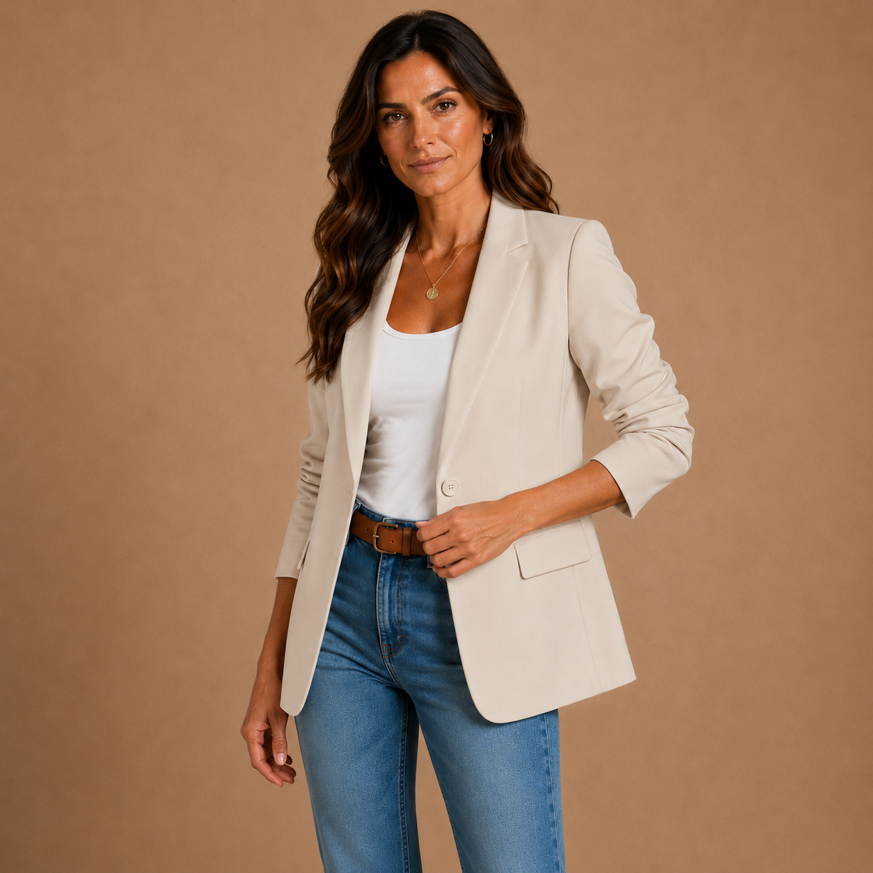 ISABELLE | Minimalist Solid Button Lapel Collar Blazer