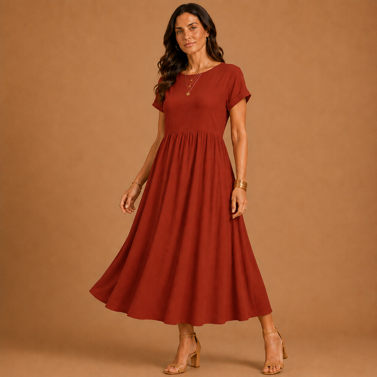 GABRIELLE  | Timeless Elegance Fluid Midi Dress