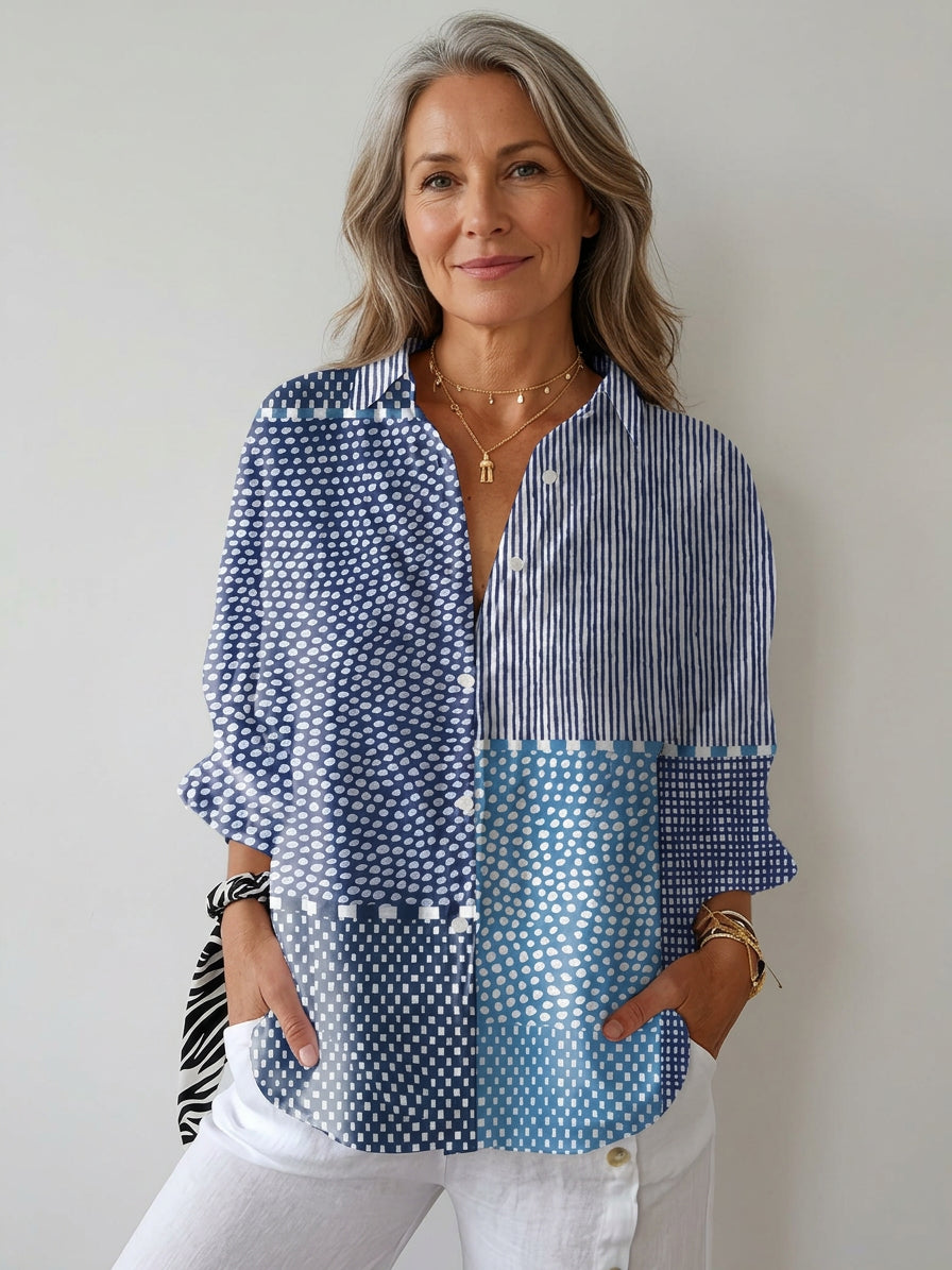 Fiora | Ocean Patchwork Blouse