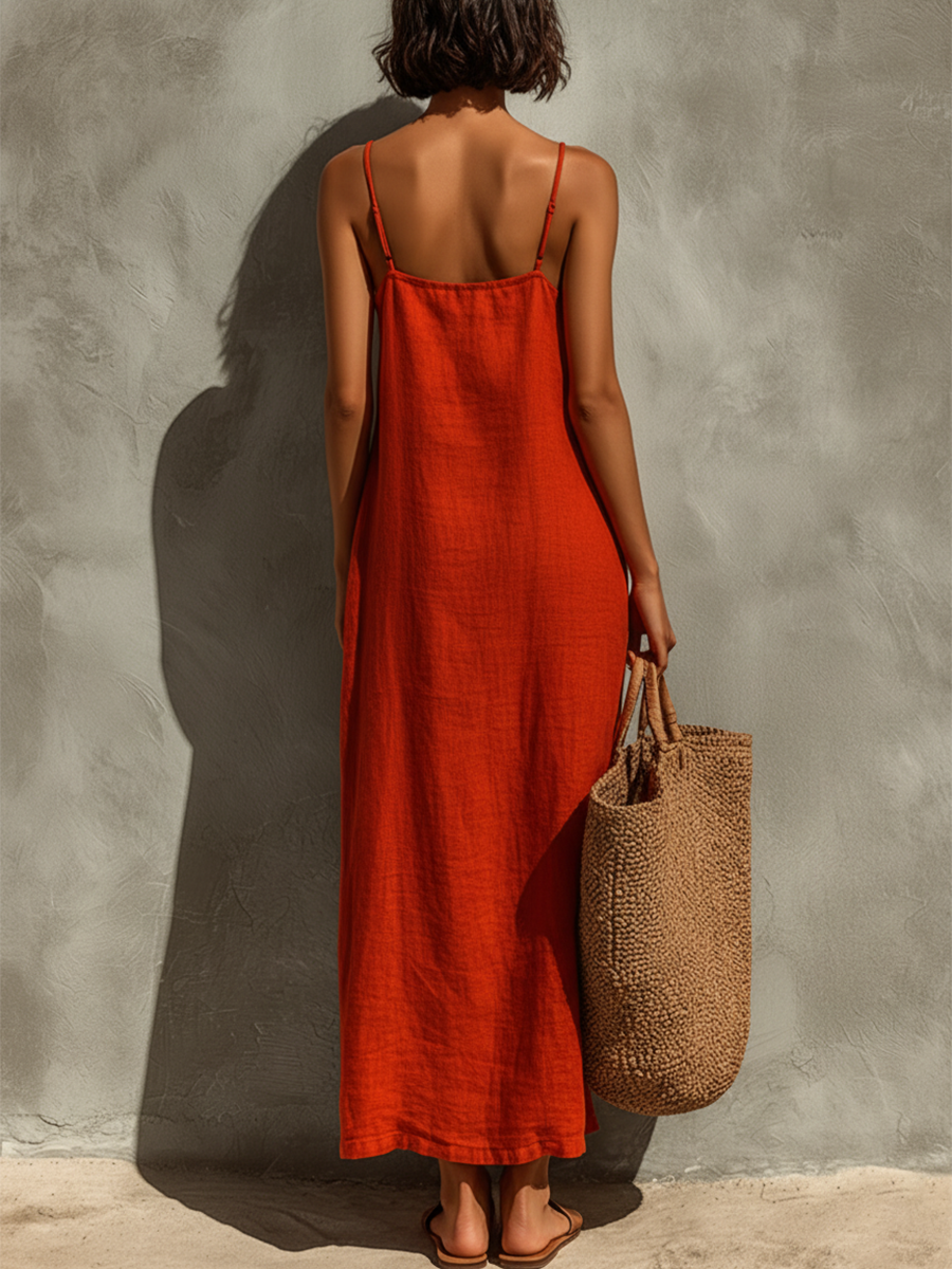Square-Neck Spaghetti Strap Dress