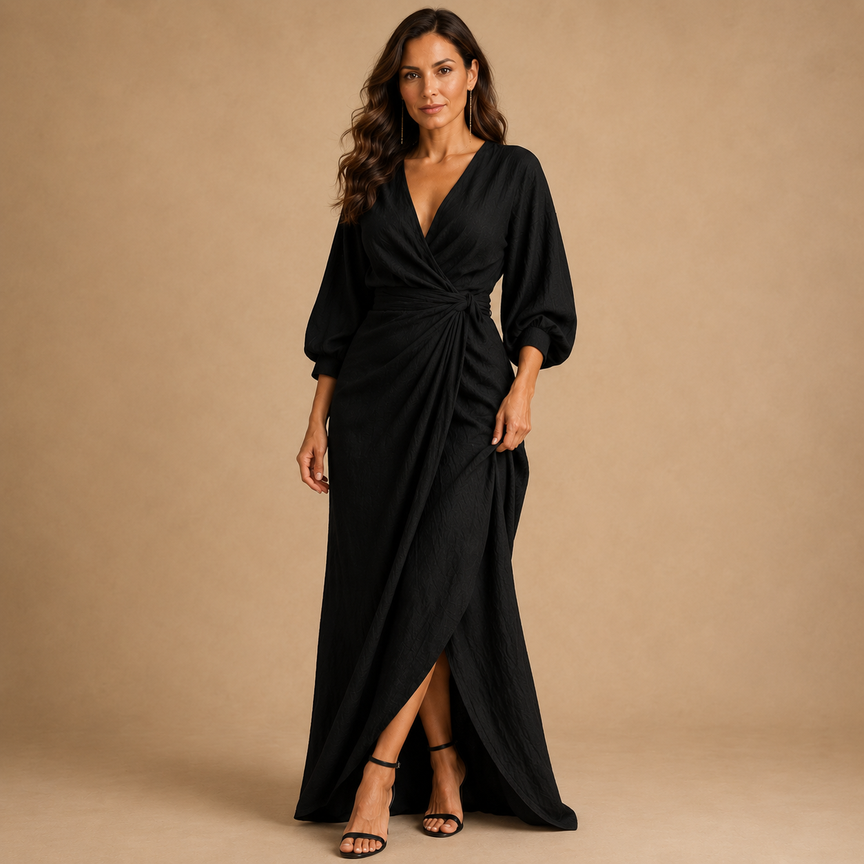 NINA | Long Minimalist Dress with V-Neck