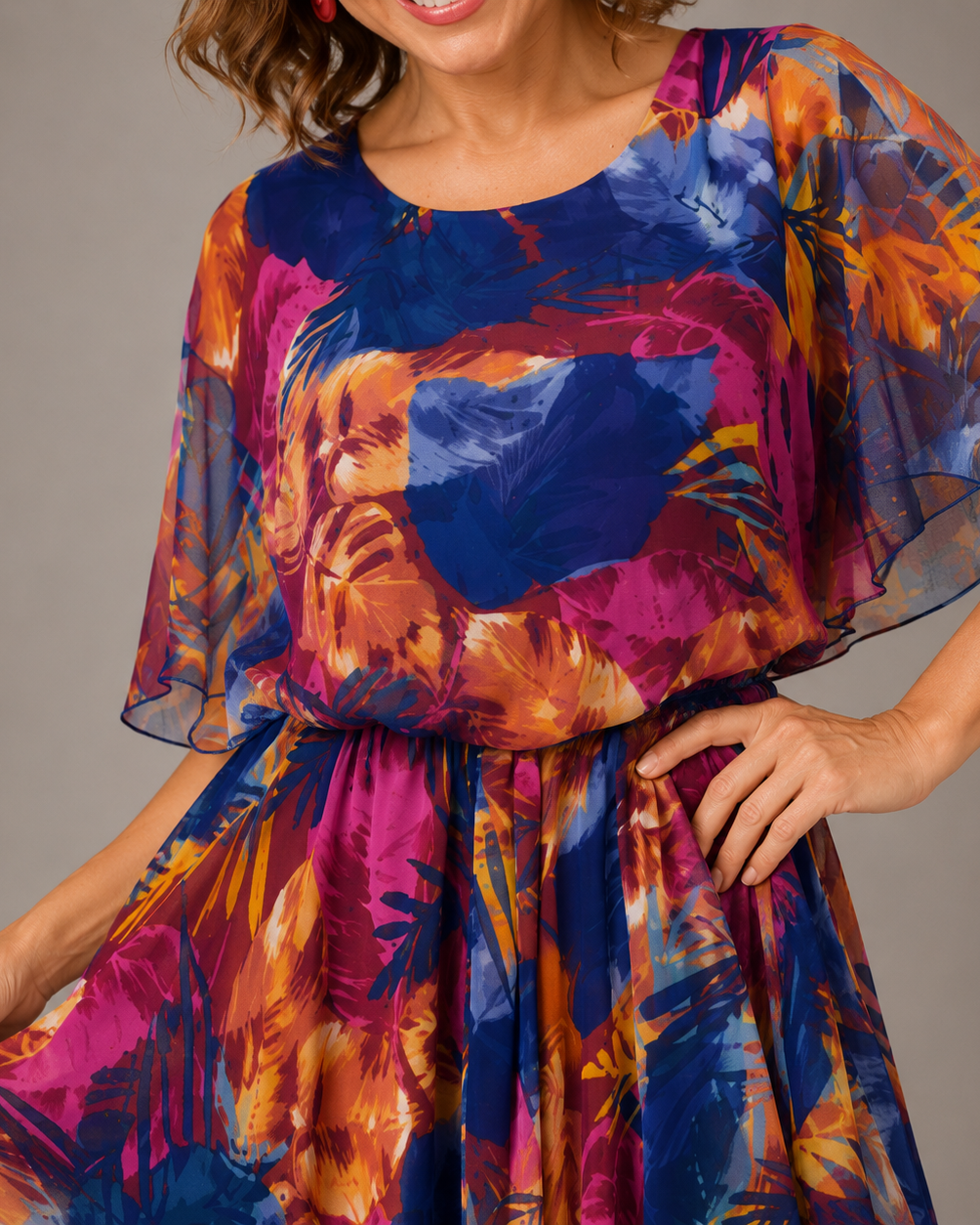 BARBARA | Comfortable Plus Size Chiffon Dress