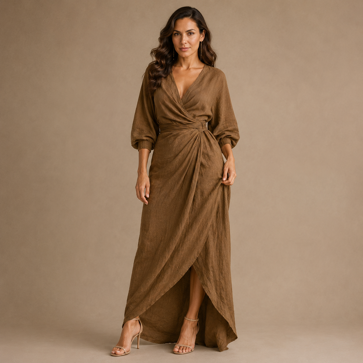 NINA | Long Minimalist Dress with V-Neck