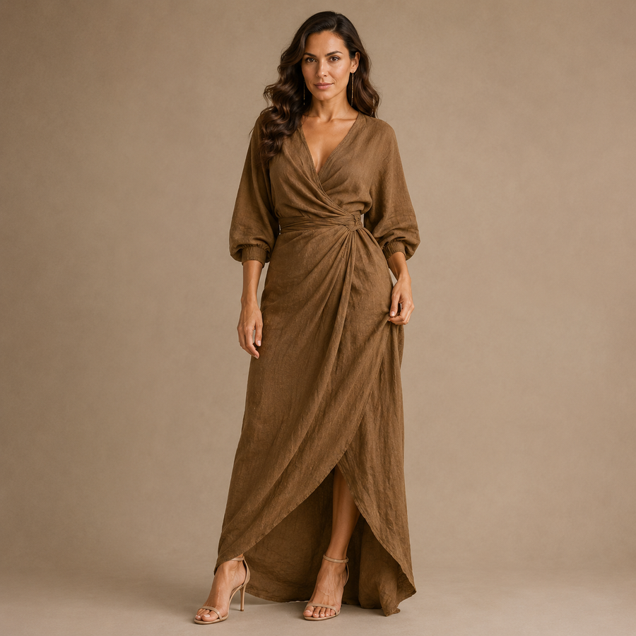 NINA | Long Minimalist Dress with V-Neck