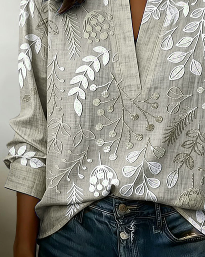 Lauren | Blouse Pastel Floral V-Neck
