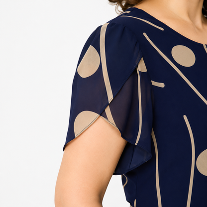 Ivy | Navy Polka Dot Chiffon Midi Dress