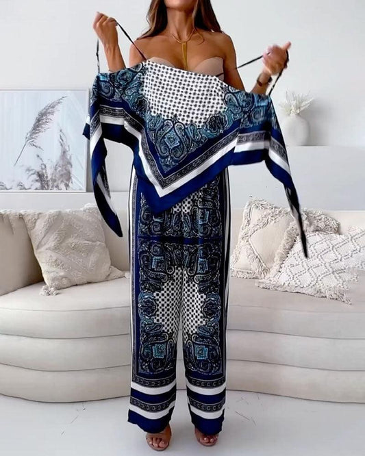 Helen | Lace-Up Vest & Pants Two-Piece Set