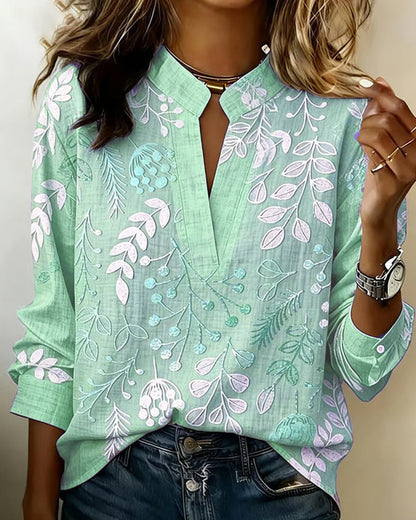 Lauren | Blouse Pastel Floral V-Neck