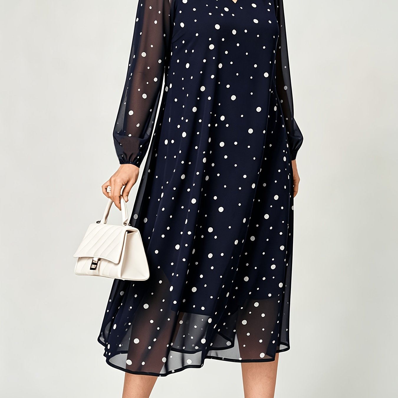 Naomi | V-Neck Polka Dot Chiffon Dress