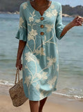 Adele | Blue Floral Print Dress