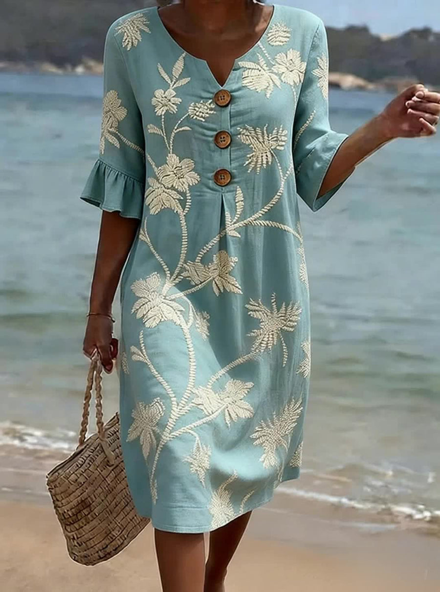 Adele | Blue Floral Print Dress