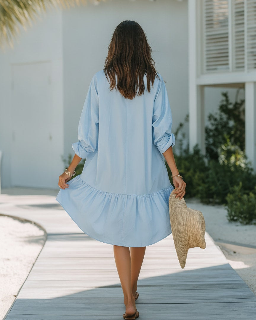 Celeste | Oversized Ruffle Shirt Dress