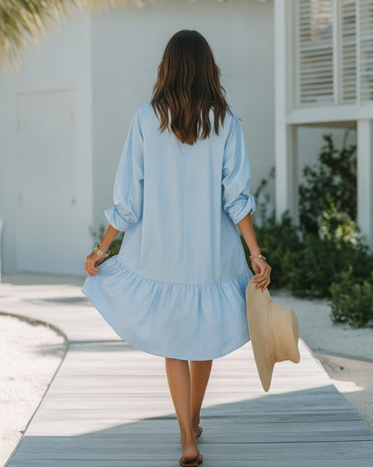 Celeste | Oversized Ruffle Shirt Dress