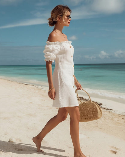 Celeste | One-Shoulder Ruffle Short Dress