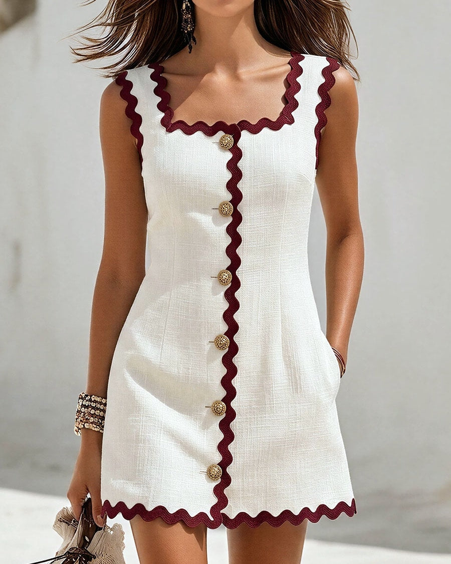 Celeste | Sleeveless Button-Front Short Dress