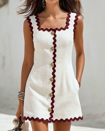 Celeste | Sleeveless Button-Front Short Dress