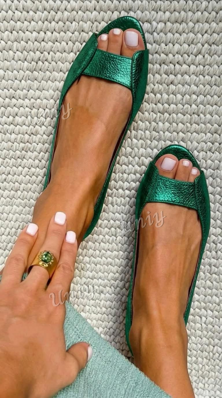 Bailarinas con punta abierta metalizadas, muy elegantes, en color oro champán