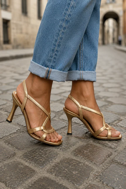 Elisabetta | Elegant Gold Heel Sandals