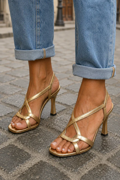 Elisabetta | Elegant Gold Heel Sandals